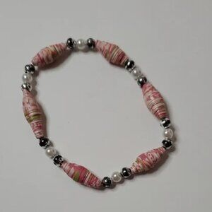 NEW Bead for Life Uganda African Recycled Paper Bead Multi Color Bracelet